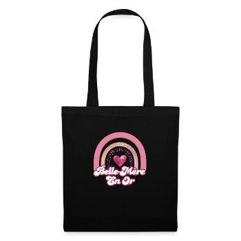 Belle mère en or rainbow rose - cadeau belle mère - Sac en tissu - noir - Devant