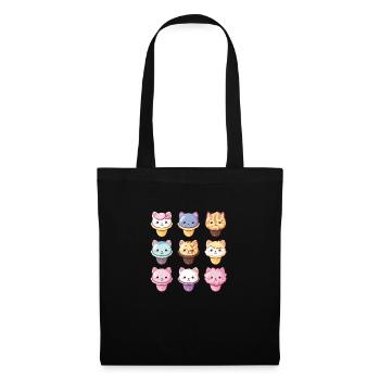 Cute Kawaii Cat Anime Ice Cream Candy - Tote Bag - black - Front