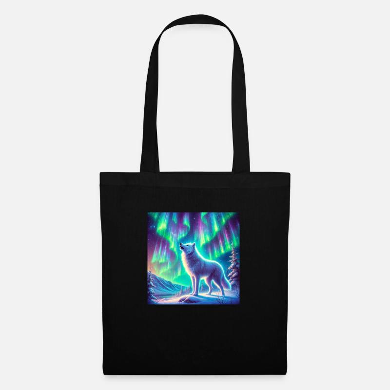 Wolf Aurora Borealis - Stoffbeutel - Schwarz