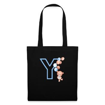 Blue Letter Y Bear - Tote Bag - black - Front