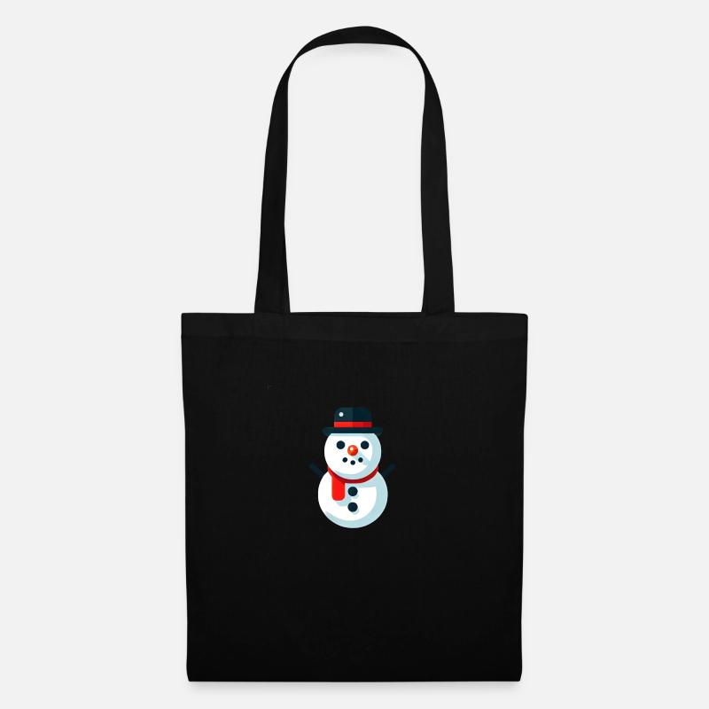 Schneemann mit Schal - Stoffbeutel - Schwarz