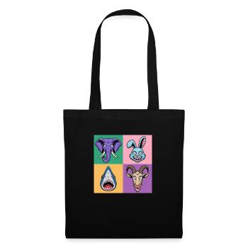 Popart Colorful Elephant Bunny Shark Goat - Tote Bag - black - Front