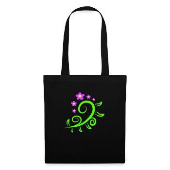 Beaucoup de fleurs vigne motif décoratif coloré belle - Sac en tissu - noir - Devant