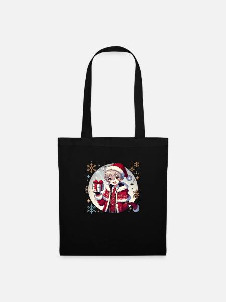 Anime Weinachts - Stoffbeutel - Schwarz