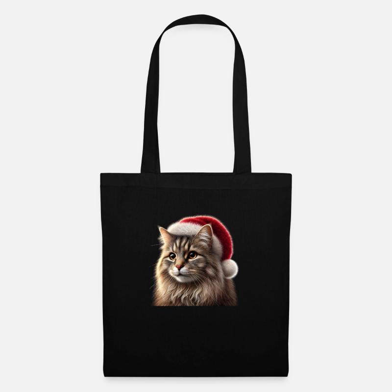 Chat de Noël - Sac en tissu - noir