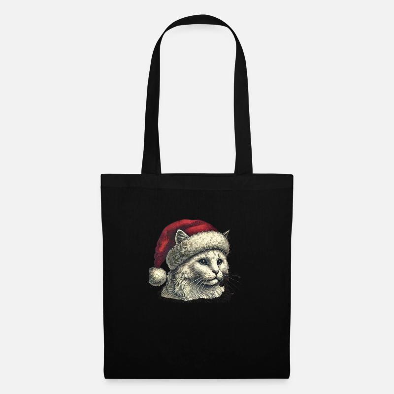 Chat de Noël - Sac en tissu - noir