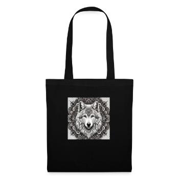 Grau wolf - Stoffbeutel - Schwarz - Vorne