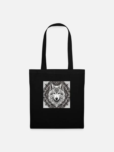 Grau wolf - Stoffbeutel - Schwarz