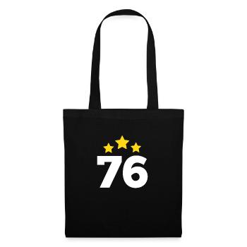 76 Jahre Stern - Geschenk zum 76. Jubiläum - Stoffbeutel - Schwarz - Vorne