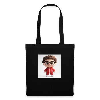 Personnage 3d - Mec mignon - Sac en tissu - noir - Devant
