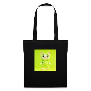 3d Character – Cute Cat - Tote Bag - black - Front