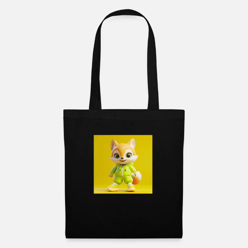 3d Character – Cute Fox - Tote Bag - black
