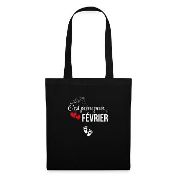 C’est prévu pour février - annonce de grossesse - Sac en tissu - noir - Devant
