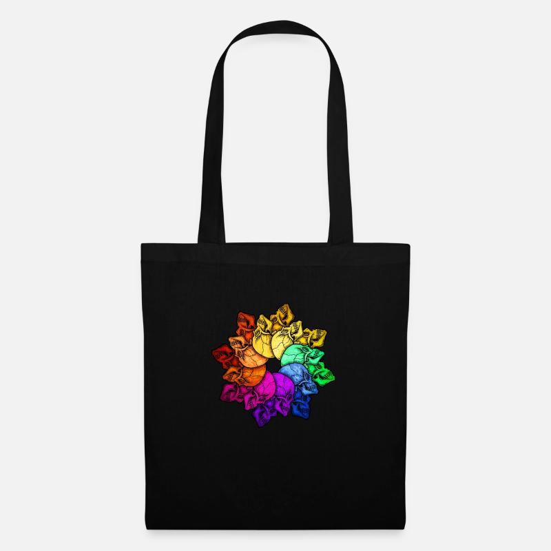 Regenbogen Schädel - Stoffbeutel - Schwarz