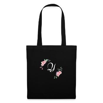 Pink floral letter - Tote Bag - black - Front