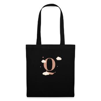 Lettre q nuages étoiles - Sac en tissu - noir - Devant