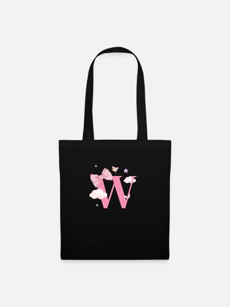 Buchstabe mit rosa Wolken - Stoffbeutel - Schwarz