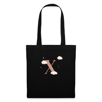 Lettre x nuages étoiles - Sac en tissu - noir - Devant