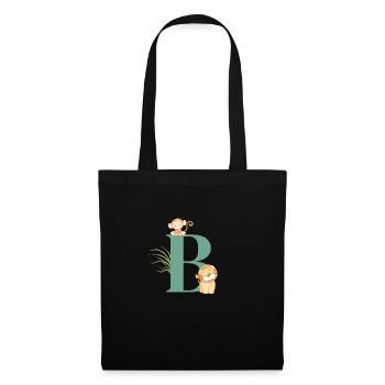 Lettre b vert animaux jungle - Sac en tissu - noir - Devant