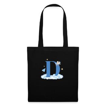 Letter d blue clouds airplane child - Tote Bag - black - Front