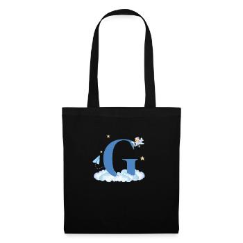 Letter G Blue Clouds Airplane Child - Tote Bag - black - Front