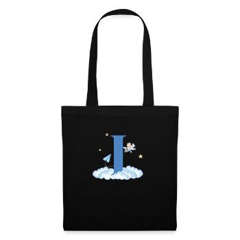 Letter i Blue Clouds Airplane Child - Tote Bag - black - Front