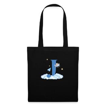 Letter j Blue Clouds Airplane Child - Tote Bag - black - Front