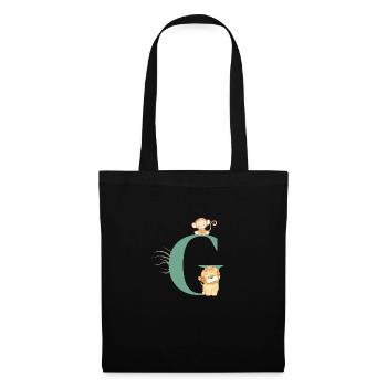 Lettre g vert animaux jungle - Sac en tissu - noir - Devant