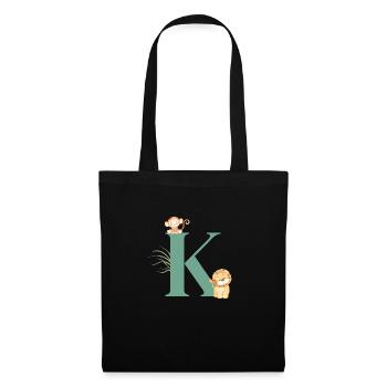 Lettre k vert animaux jungle - Sac en tissu - noir - Devant