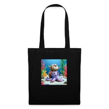 Calmar avec une palourde sur la tête - Sac en tissu - noir - Devant