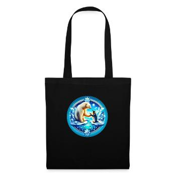 Ours polaire et pingouin - Sac en tissu - noir - Devant