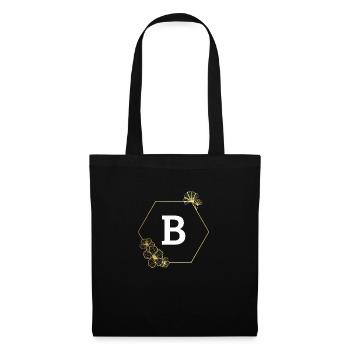 Buchstabe b Goldener Blumenrahmen - Stoffbeutel - Schwarz - Vorne
