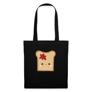 Kawaii Toast mit Marmelade - Stoffbeutel - Schwarz - Vorne