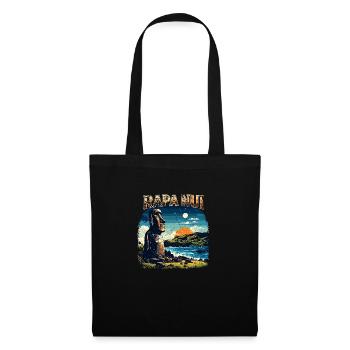 T-Shirt Rapa Nui – Statue Moai & Coucher de soleil – - Sac en tissu - noir - Devant
