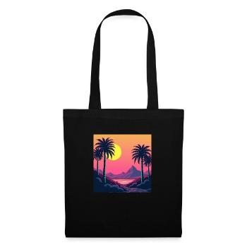 Lebendiger Retro-Sonnenuntergang im Stil der 80er Jahre - Stoffbeutel - Schwarz - Vorne