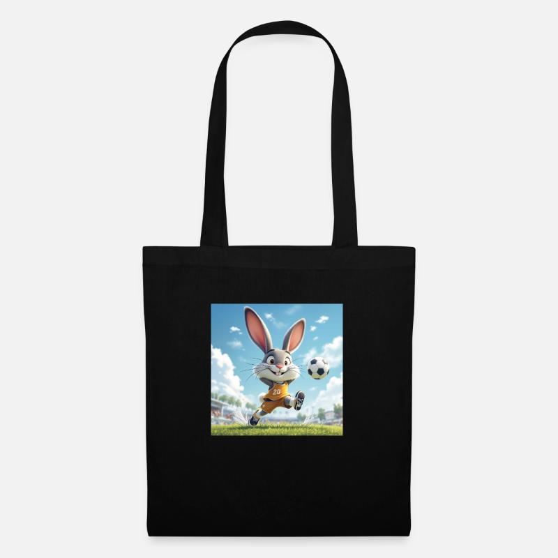Fußball Hase - Stoffbeutel - Schwarz