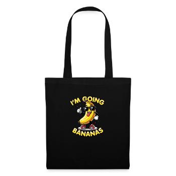 Kawaii Chibi Banana – I'm Going Bananas Lustiges Essen - Stoffbeutel - Schwarz - Vorne