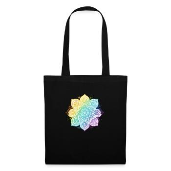 A T shirt design displays a mandala in vivid ra - Stoffbeutel - Schwarz - Vorne