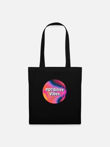 POTSitive Vibes bunter Hintergrund Wellen - Stoffbeutel - Schwarz