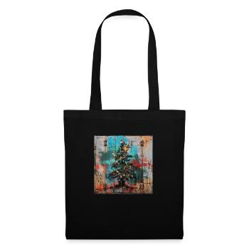 Graffiti Xmas Tree Rost Metall urban Containertür - Stoffbeutel - Schwarz - Vorne