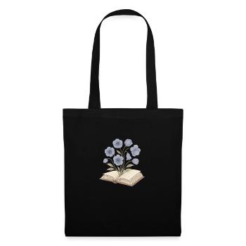 Book - Blue Flowers - Tote Bag - black - Front
