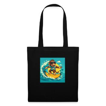 Singe Surfeur – Banana Vibes Tropicales - Sac en tissu - noir - Devant