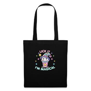 Leck es, ich bin magisch – Kawaii Milkshake Mage - Stoffbeutel - Schwarz - Vorne