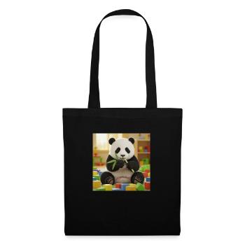 Panda mignon avec des jouets colorés - Sac en tissu - noir - Devant