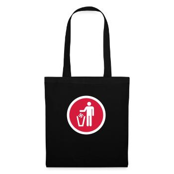 Hakenkreuz in Papierkorb - Stoffbeutel - Schwarz - Vorne