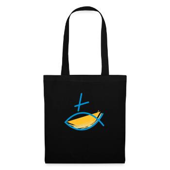 Altkatholischer Logo Fisch Blau/Gelb - Stoffbeutel - Schwarz - Vorne
