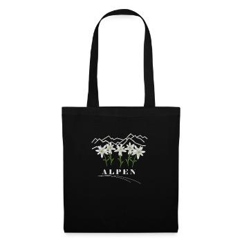 Alpen, Edelweiss, Berge - Stoffbeutel - Schwarz - Vorne