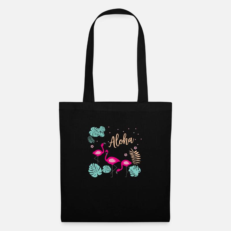 Flamingos – Aloha - Stoffbeutel - Schwarz