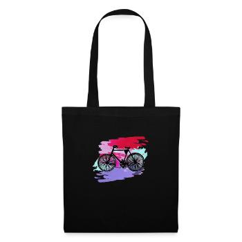 Fahrrad,bunt, malerei, klecks, illustration, pink, - Stoffbeutel - Schwarz - Vorne