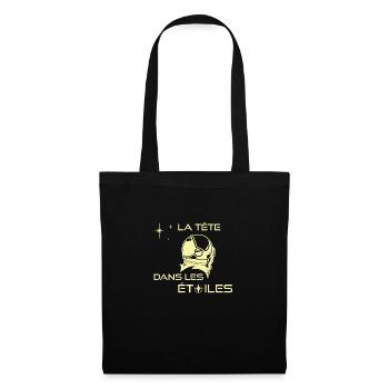 la tete dans les etoiles clair fond sombre - Sac en tissu - noir - Devant